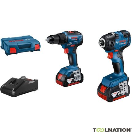 Bosch 0 601 9J2 108 Zestaw 18 V: GSR 18V-55 + GDR 18V-200 + 2 akumulatory GBA 18V 4.0Ah + ładowarka + L-CASE - 1