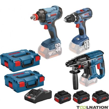 Bosch Niebieski 3 Zestaw narzędzi 18V - 3 maszyny + 3 x ProCore 18V 4.0Ah Li-Ion Combo Set 0615990M0V - 1