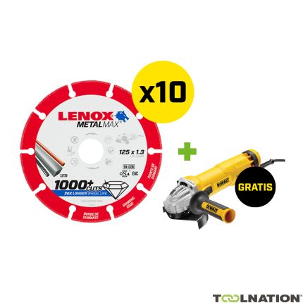 Lenox 2030866PROMO 10 x Tarcza diamentowa do metalu 125 mm otwór 22,23 mm + gratis szlifierka kątowa Dewalt DWE4207-QS - 1