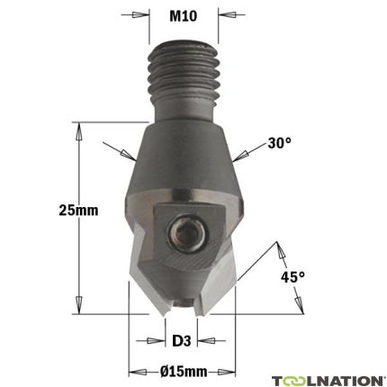 CMT 351.040.11 Pogłębiacz z przyłączem gwintowanym 30° 4mm, trzon M10, prawy - 1