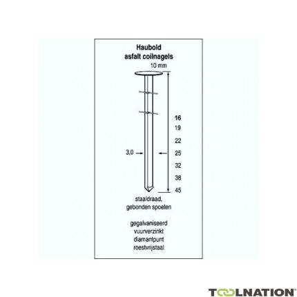 Haubold 505849 Gwoździe do asfaltu CW 3,0 x 22 mm ocynkowane 3000 szt. - 1