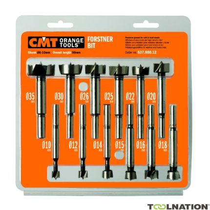 CMT 537.000.12 Zestaw 12 wierteł widełkowych z chwytem cylindrycznym 10-35 - 1