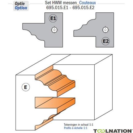 CMT 695.015.E1 Nóż profilowy 25x29,8x2 typ E1 do frezu 694.015 typ 1 - 1