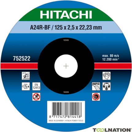 Hitachi 752512 A24R Tarcza do cięcia metalu 125 x 2,5 x 22,23 mm na 25 sztuk - 1