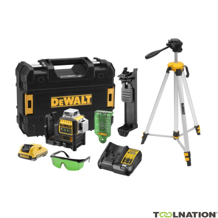 DeWalt DCE089D1GTRI Laser samopoziomujący krzyżowy zielona wiązka 10,8V 2,0Ah XR Li-Ion + statyw DE0881T - 1