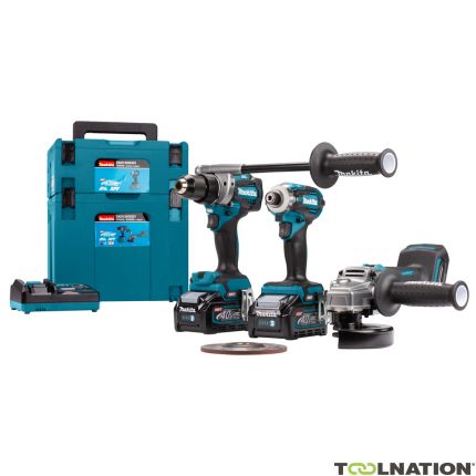 Makita DK0125G301 Zestaw Kombi 40V Max 4.0Ah Li-Ion - wiertarka akumulatorowa DF001G + klucz udarowy TD001G + szlifierka GA005G w Makpac + 5 lat gwarancji dealera! - 1