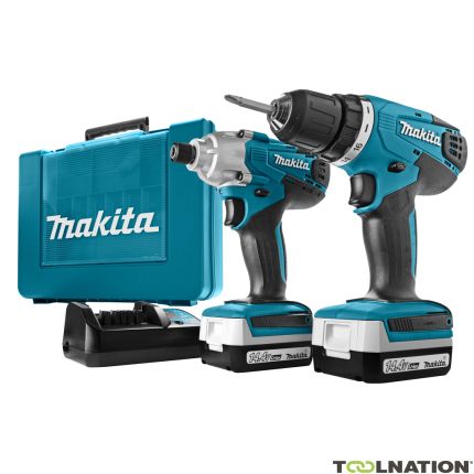 Makita DK1497 - DF347D Akumulatorowa wiertarka + TD126D klucz udarowy 14,4V 1,3 AH Li-ion - 1