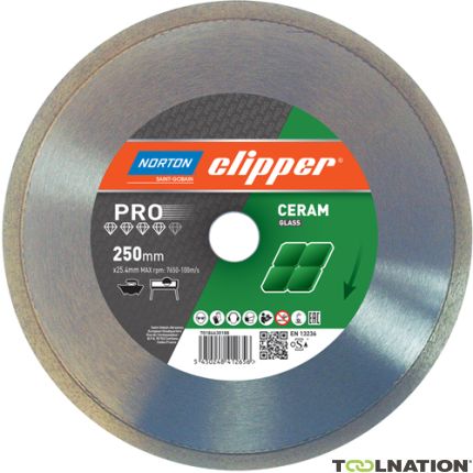 Clipper 70184630184 Tarcza diamentowa 180x25,4mm Norton PRO Ceramic Glass - 1