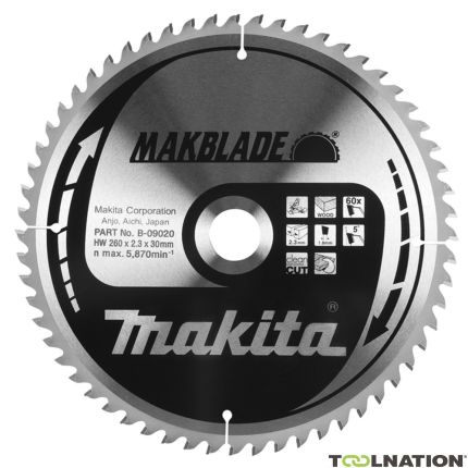 Makita B-09042 Piła HM do drewna 190 x 20 x 60T - 1