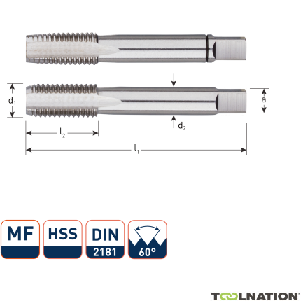 Rotec 305.1207 Zestaw do obróbki ręcznej HSS 2 szt. DIN 2181 MF12x0,75 - 1