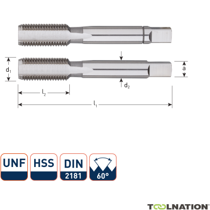 Rotec 308.0032 Zestaw HSS do gwintowania ręcznego 2 szt. DIN 2181 UNF 1-12 - 1