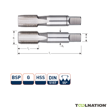 Rotec 310.0500 HSS Zestaw do obróbki ręcznej 2 szt. DIN 5157 BSP G 1/2-14 - 1