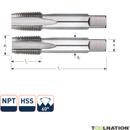 Rotec 314.0022 Zestaw do gwintowania ręcznego HSS 3/4 x 14 NPT (2) - 1