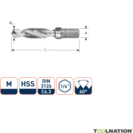 Rotec 316.0800 Wiertło HSS Combi 1/4 M8 x 1,25 - 1