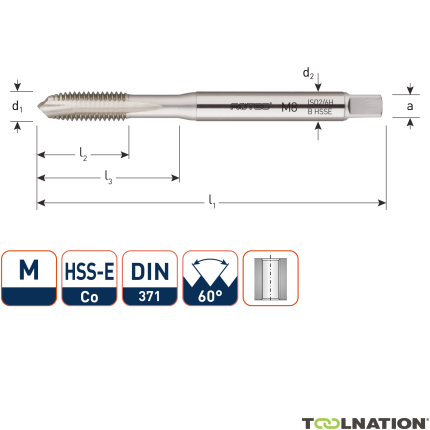 Rotec 320.0500B HSS-E OPTI-LINE gwintownik maszynowy DL DIN 371B M 5x0,8 - 1