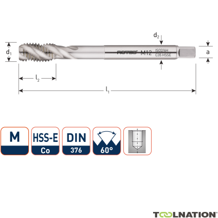 Rotec 321.1200C HSS-E OPTI-LINE gwintownik maszynowy BL DIN 376C/35° M12x1,75 - 1