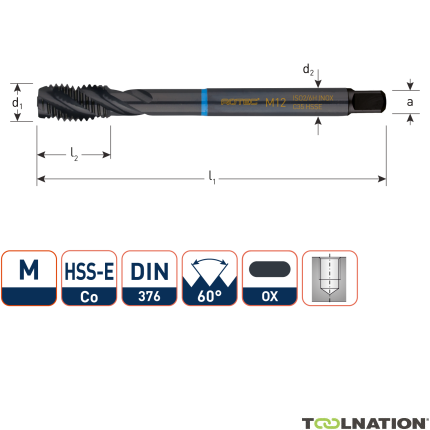 Rotec 331.1600C HSS-E INOX Kurek maszynowy BL DIN 376C/40° M16x2,0 VAP - 1