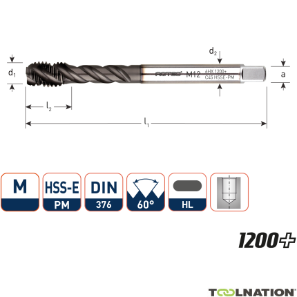 Rotec 336.1400C HSS-E PM 1200+ Kołek rozporowy BL DIN 376C/45° M14x2.0 - 1