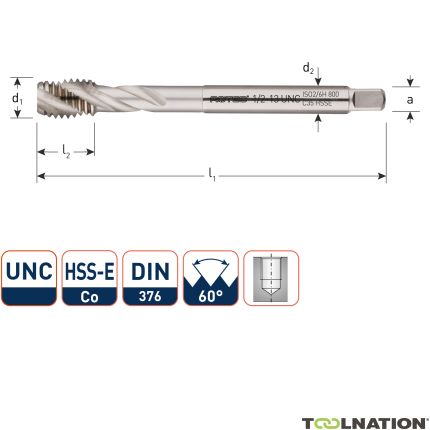 Rotec 338.0260C HSSE 800 M.Tap /35° UNC 5/8-11 Ślepy - 1