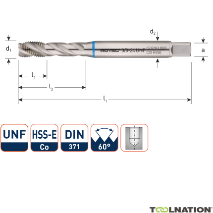 Rotec 339.0180IC HSSE INOX 1000 M.Tap/40° UNF 3/8-24 - 1