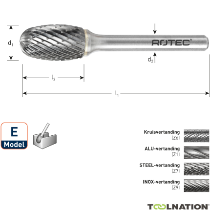 Rotec 434.1309 Frez z węglika wolframu 12,7 mm model E - 1