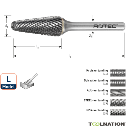 Rotec 439.0601 Frez z węglika wolframu 6 mm model L - 1