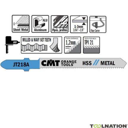 CMT JT218A-5 Brzeszczoty do wyrzynarki HSS T-Cut Metal 5 szt. - 1