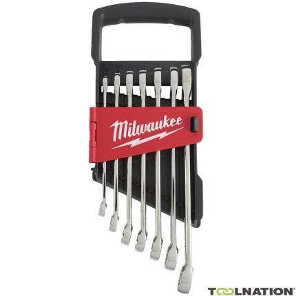 Milwaukee 4932464257 Zestaw kluczy płasko-oczkowych MAX BITE™, wariant metryczny - 7 szt. (8, 10, 12, 13, 14, 15, 17 mm) - 1