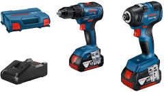 Bosch 0 601 9J2 108 Zestaw 18 V: GSR 18V-55 + GDR 18V-200 + 2 akumulatory GBA 18V 4.0Ah + ładowarka + L-CASE