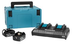 Makita 197629-2 Zestaw zasilający w walizce Makpac (2 x BL1850B 18 V / 5.0 Ah + DC18RD)