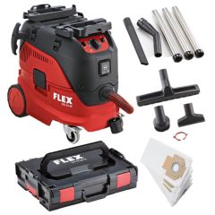 Flex-tools 471194 VCE33M AC SET Odkurzacz bezpieczeństwa z automatycznym czyszczeniem filtra, 30 L, klasa M + zestaw czyszczący w L-Boxx + 5 worków filtracyjnych