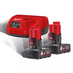 Milwaukee 4933451903 M12 NRG-602 M12™ NRG PACK 12V Zestaw: 2 akumulatory M12 B6 + ładowarka C12 C