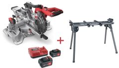 Flex-tools 513261 SMS 190 18.0-EC akumulatorowa piła poprzeczna 190 mm + P-Set 55 R akumulatorowy zestaw 18V 5.0Ah + stojak