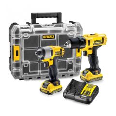 DeWALT DCK211D2T zestaw części zamiennych DCD710 wkrętarka wiercąca + DCF815 wkrętarka udarowa 10,8 V 2,0 Ah XR