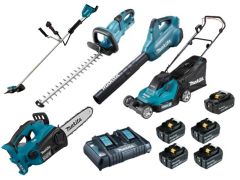 Makita DLXOPE 2 x 18V 5.0Ah Li-Ion akumulatorowy zestaw ogrodowy 5 maszyn