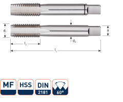 Rotec 305.2720 Zestaw do obróbki ręcznej HSS 2 szt. DIN 2181 MF27x2,0