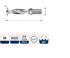 Rotec 316.0800 Wiertło HSS Combi 1/4 M8 x 1,25