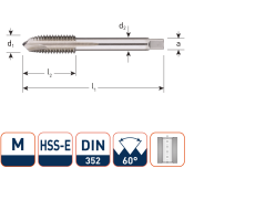 Rotec 328.1200 Gwintownik maszynowy HSS-E DL DIN 352B M12x1,75