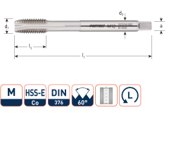 Rotec 330.1600L HSS-E 800 gwintownik maszynowy DL DIN 376B M16x2,0 lewy