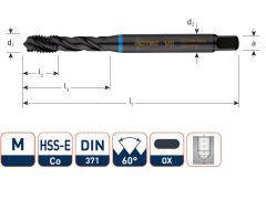 Rotec 331.1000C HSS-E INOX gwintownik maszynowy BL DIN 371C/40° M10x1,5 VAP