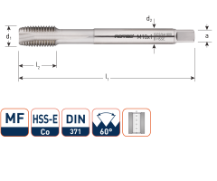 Rotec 335.0607 HSS-E 800 gwintownik maszynowy DL DIN 371B MF 6x0,75