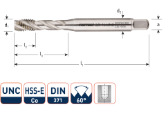 Rotec 338.0180C HSSE 800 M.Tap /35° UNC 3/8-16 Ślepy