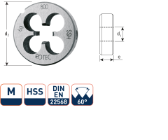 Rotec 360.3900 Frez okrągły HSS DIN 223 Metric M39x4.0