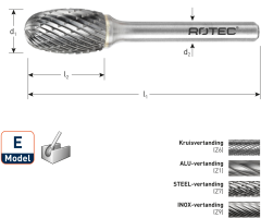 Rotec 434.1361 Frez z węglika wolframu 12,7 mm model E