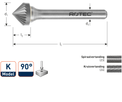 Rotec 438.1611 Frezy trzpieniowe z węglika spiekanego 16 mm model K