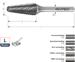 Rotec 439.0601 Frez z węglika wolframu 6 mm model L