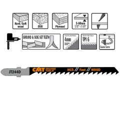 CMT JT244D-5 Brzeszczoty do wyrzynarki HCS T-Cut Wood 5 szt.