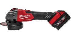 Milwaukee 4933478430 M18 FSAG125XB-502X M18 FUEL 125 mm Szlifierka kątowa z hamulcem i przełącznikiem suwakowym + 2 akumulatory M18 B5 + ładowarka M12-18 FC + walizka