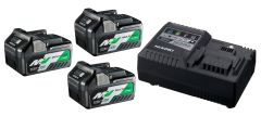 HiKOKI UC18YSL3WA3 Booster Pack - 3 x BSL36A18 Multivolt Battery 36V 2.5Ah/ 18V 5.0Ah Li-Ion + UC18YSL Rapid Charger