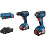 Bosch 0 601 9J2 108 Zestaw 18 V: GSR 18V-55 + GDR 18V-200 + 2 akumulatory GBA 18V 4.0Ah + ładowarka + L-CASE - 1